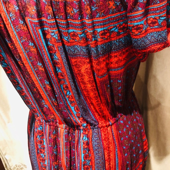 Blue Rain red/blue off the shoulder romper - Picture 6 of 7